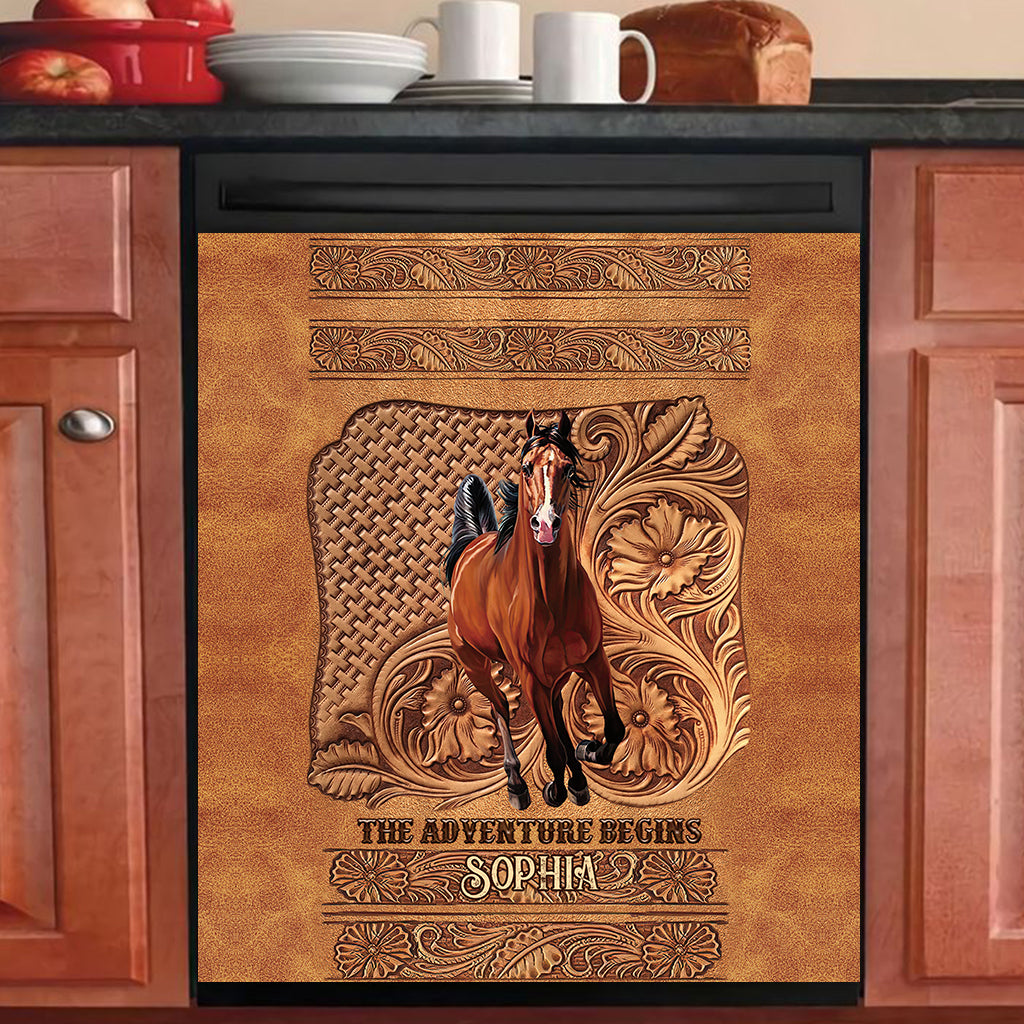 The Adventure Begins - Personalized Horse Dishwasher Cover