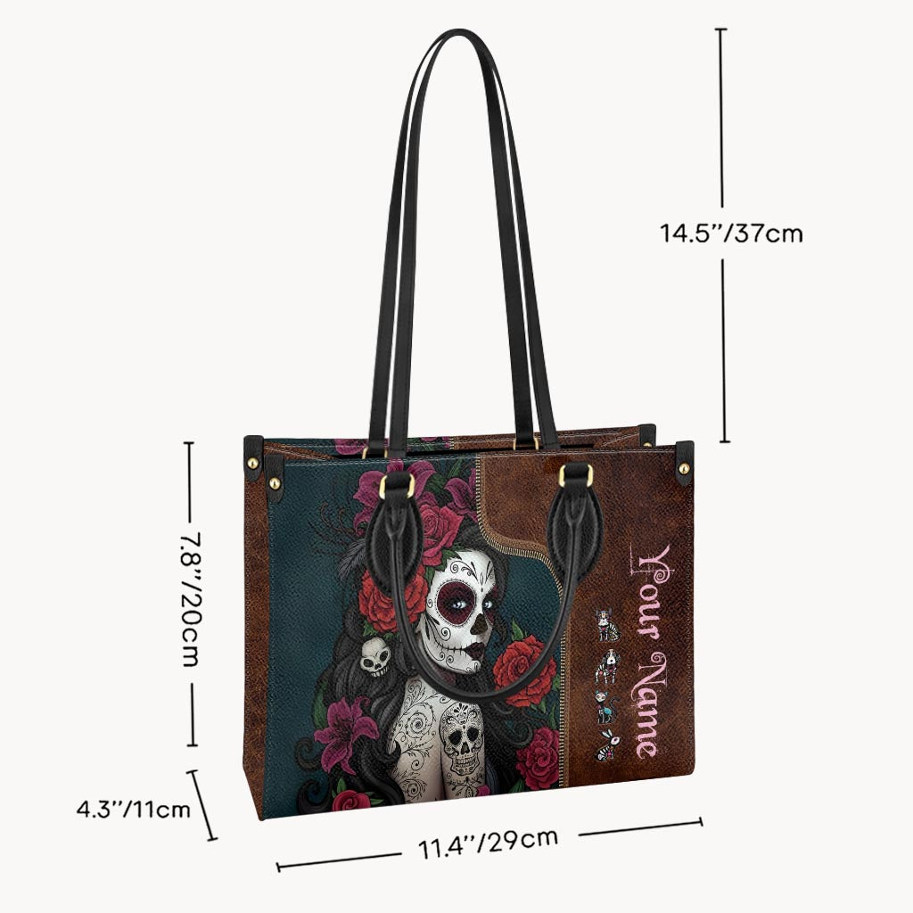 Day Of The Dead - Personalized Latina Women Leather Handbag