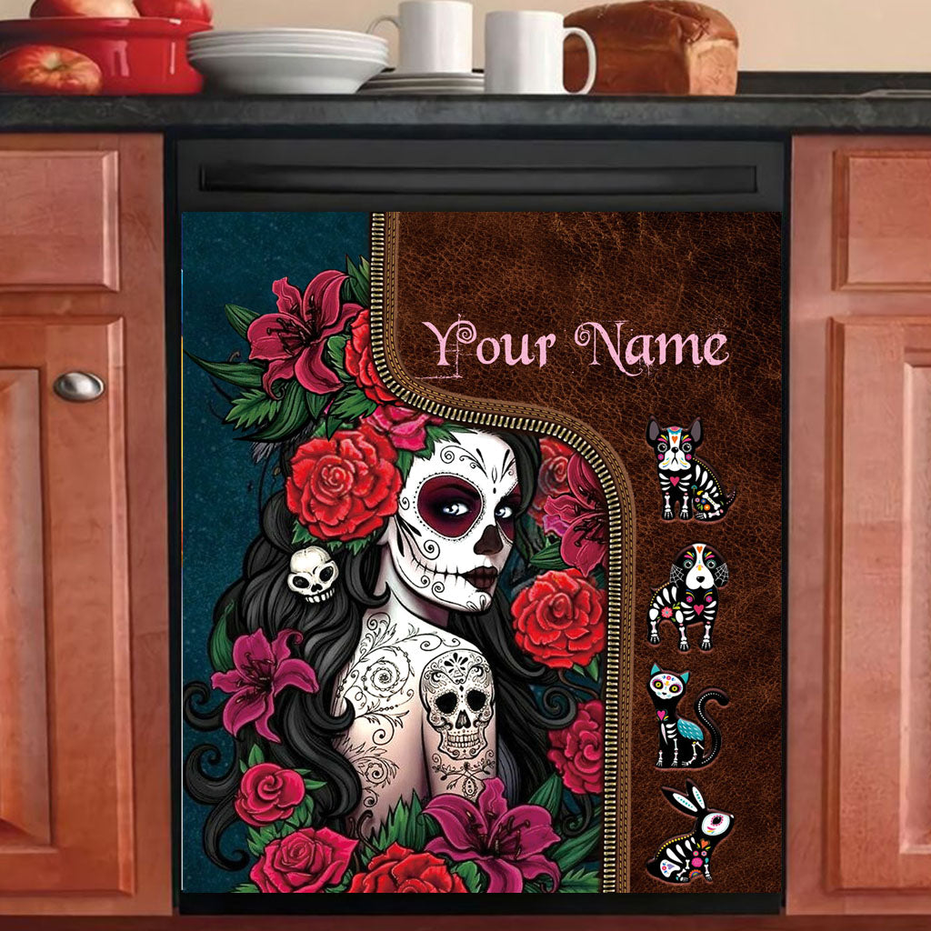 Day Of The Dead - Personalized Latina Women Dishwasher Cover