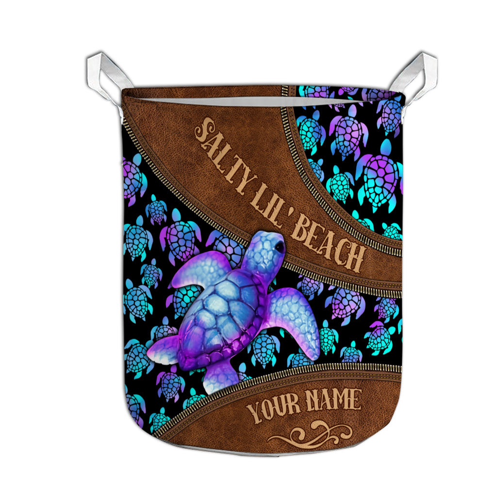 Salty Lil' Beach - Personalized Turtle Laundry Basket