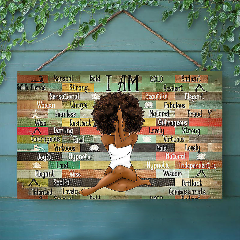 I Am - African American Rectangle Wood Sign