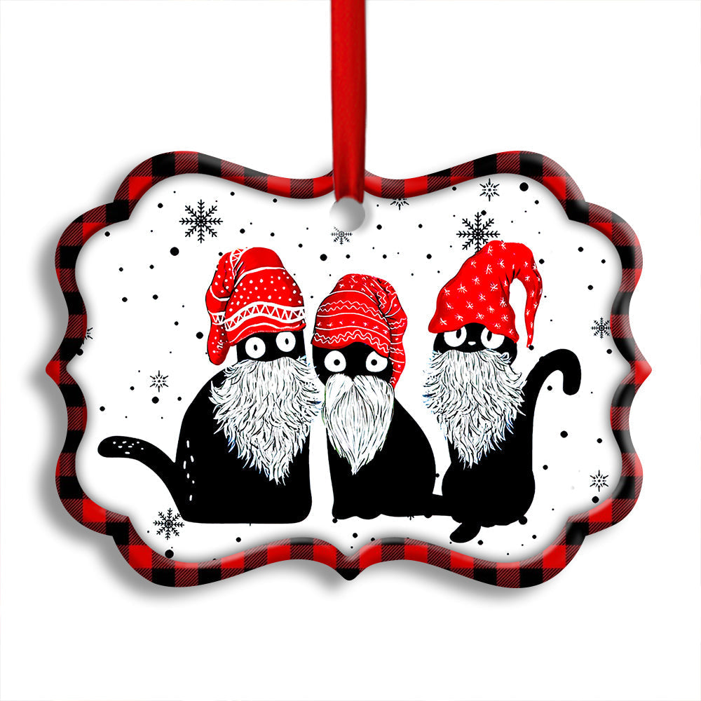 Christmas Black Cats Santa Hat - Cat Ornament (Printed On Both Sides) 1022