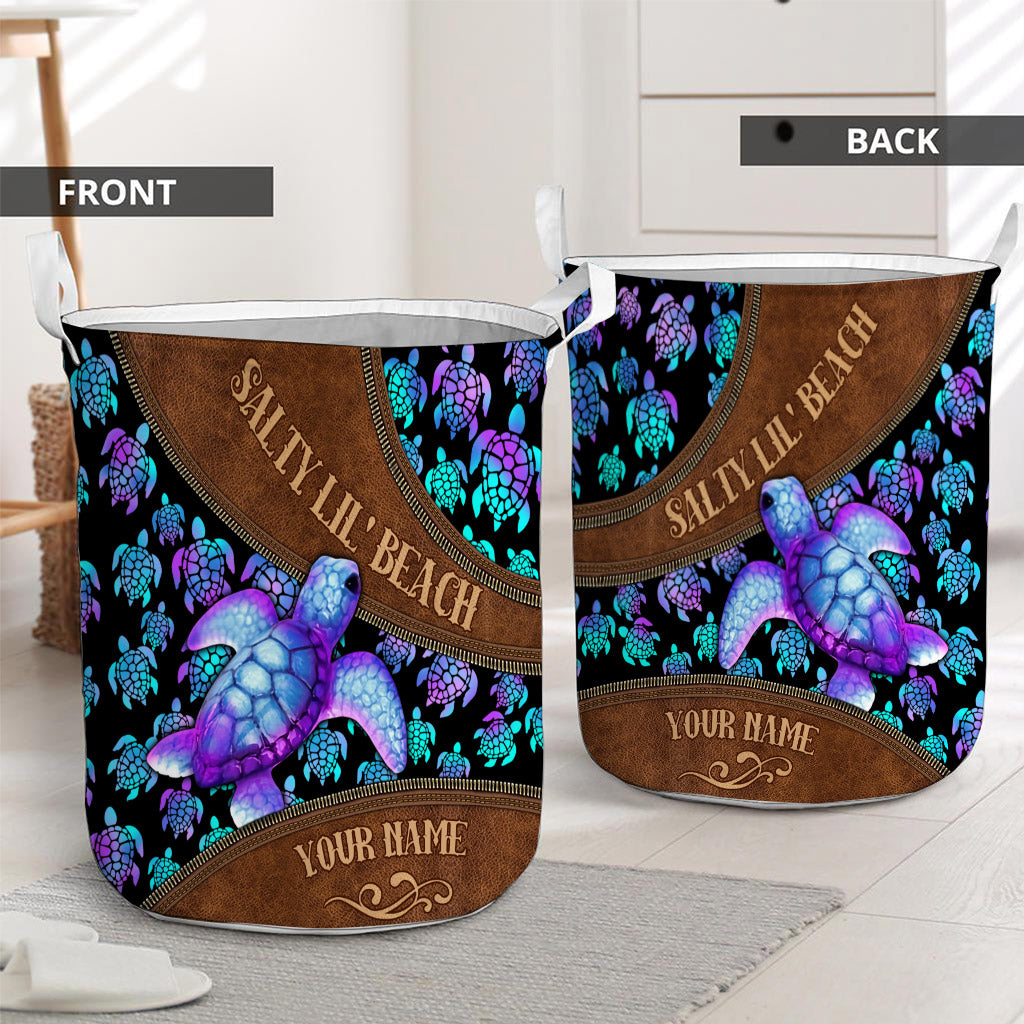 Salty Lil' Beach - Personalized Turtle Laundry Basket