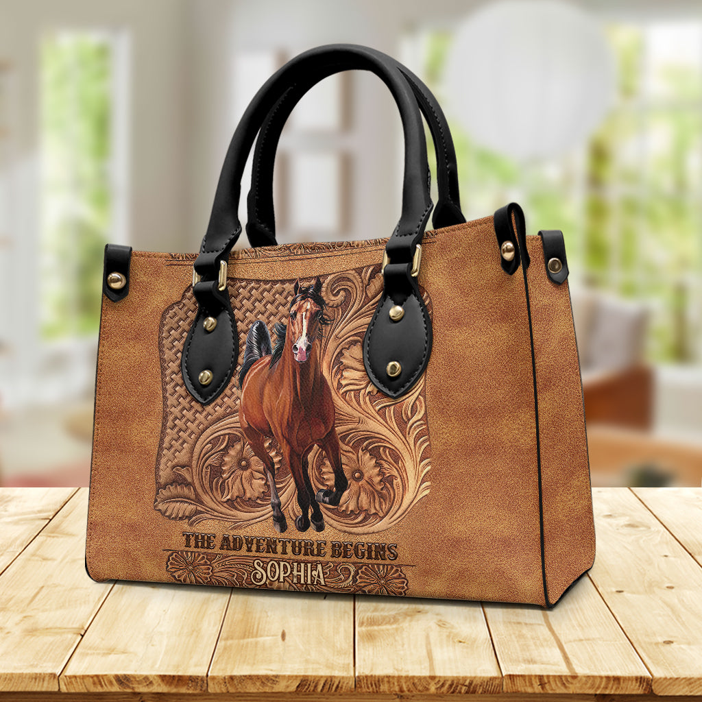 The Adventure Begins - Personalized Horse Leather Handbag