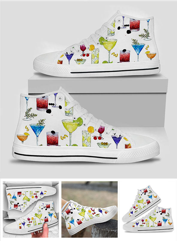 Cocktails Pattern - Bartender High Top Shoes