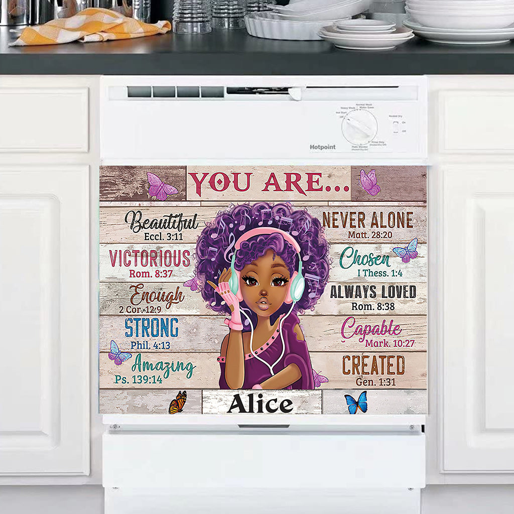 God Say You Are - Personalized African American Dishwasher Cover