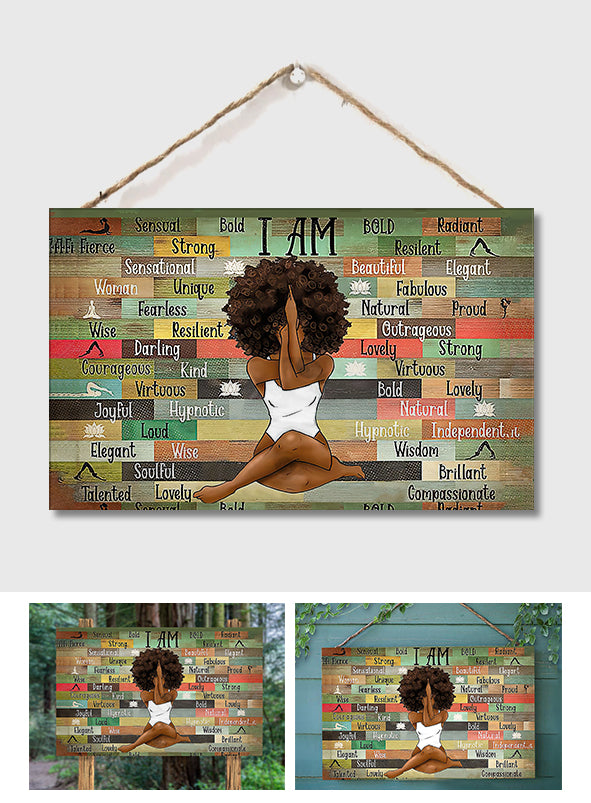 I Am - African American Rectangle Wood Sign