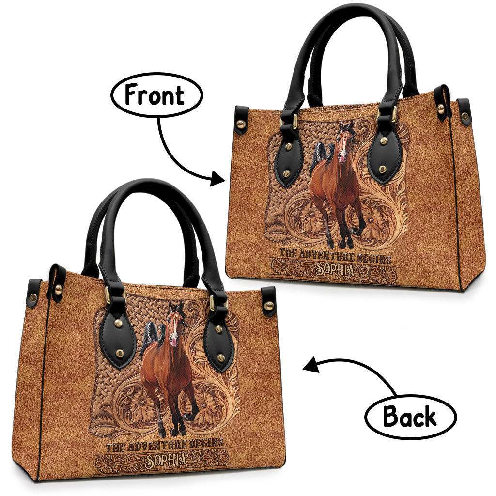 The Adventure Begins - Personalized Horse Leather Handbag