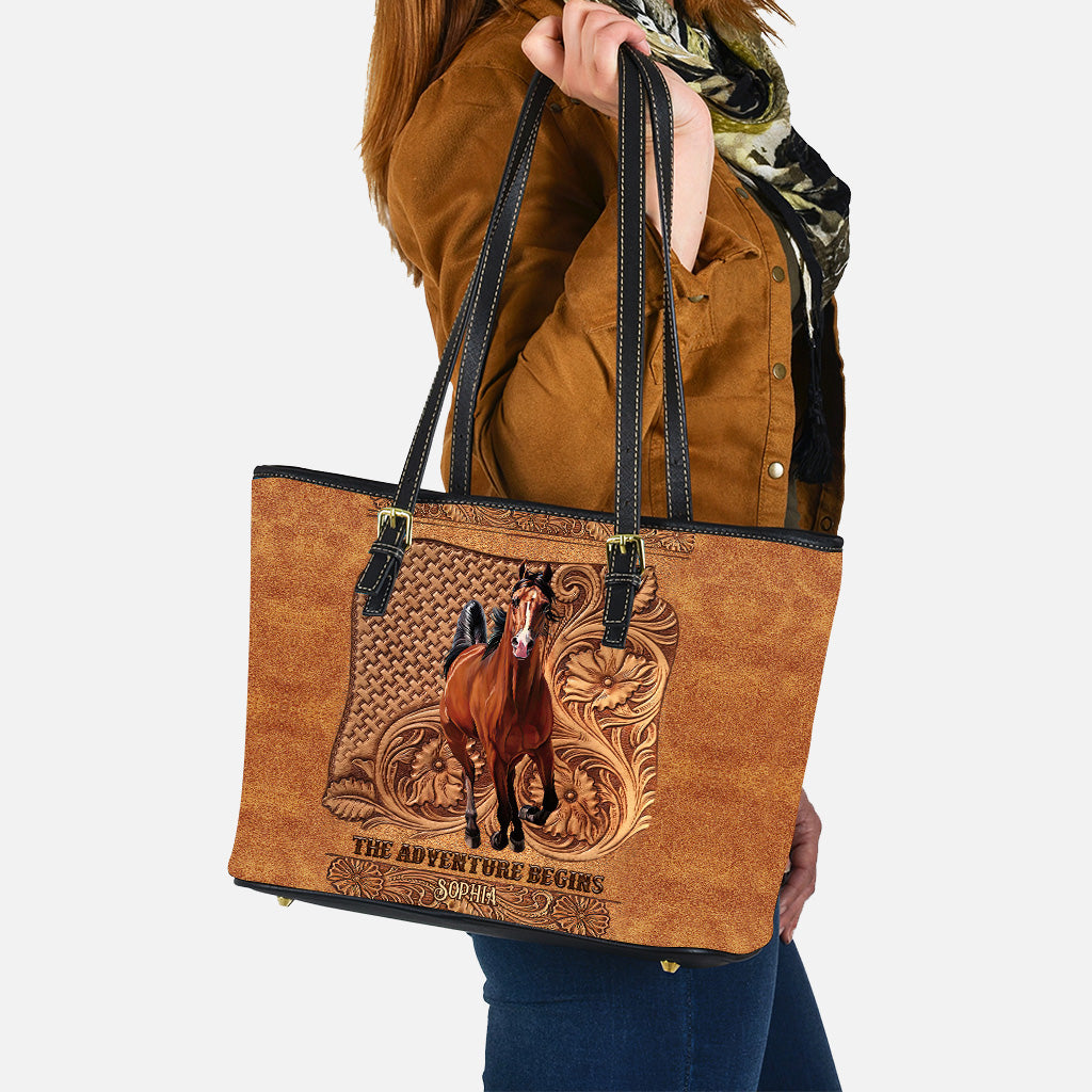 The Adventure Begins - Personalized Horse Leather Bag