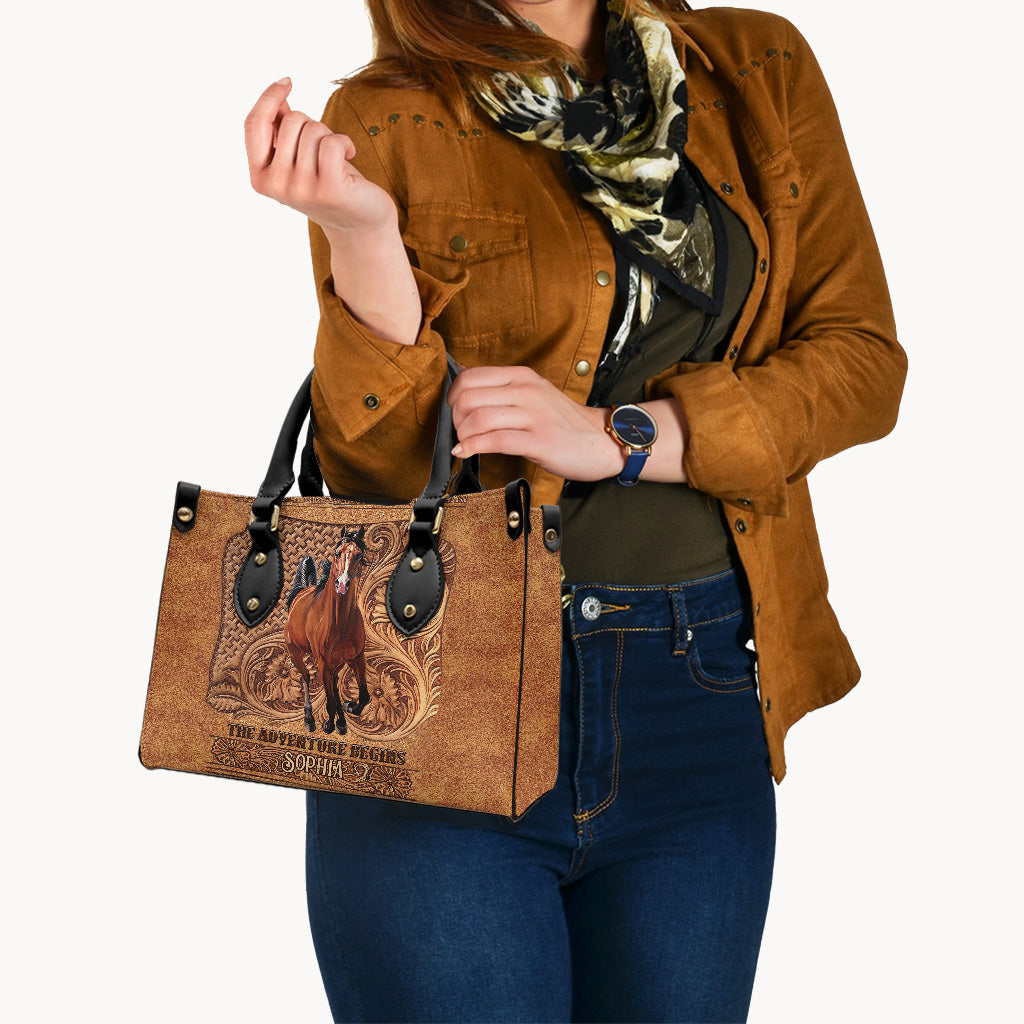 The Adventure Begins - Personalized Horse Leather Handbag