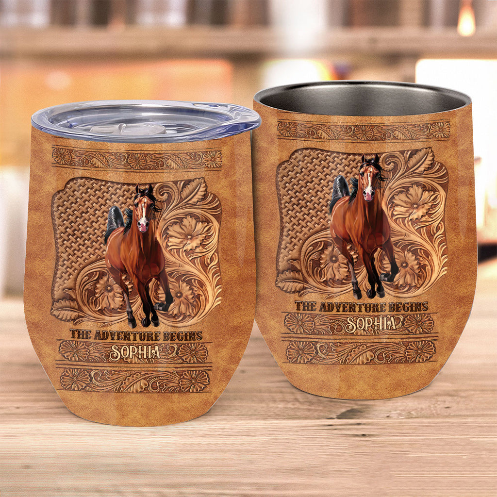The Adventure Begins - Personalized Horse Wine Tumbler