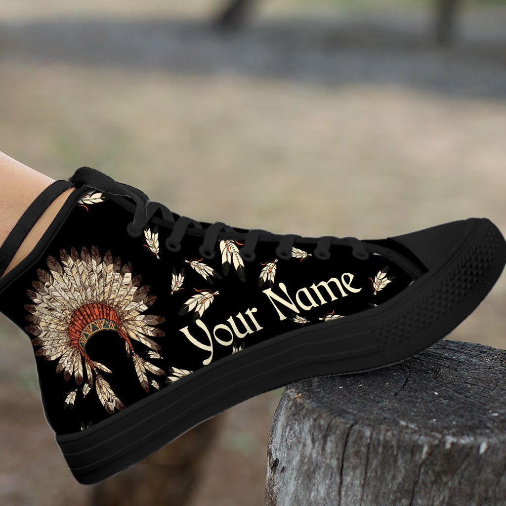 Indigenous - Personalized American Indian High Top Shoes