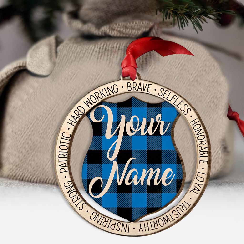 Our Hero Love The Blue - Personalized Police Officer Layered Wood Ornament