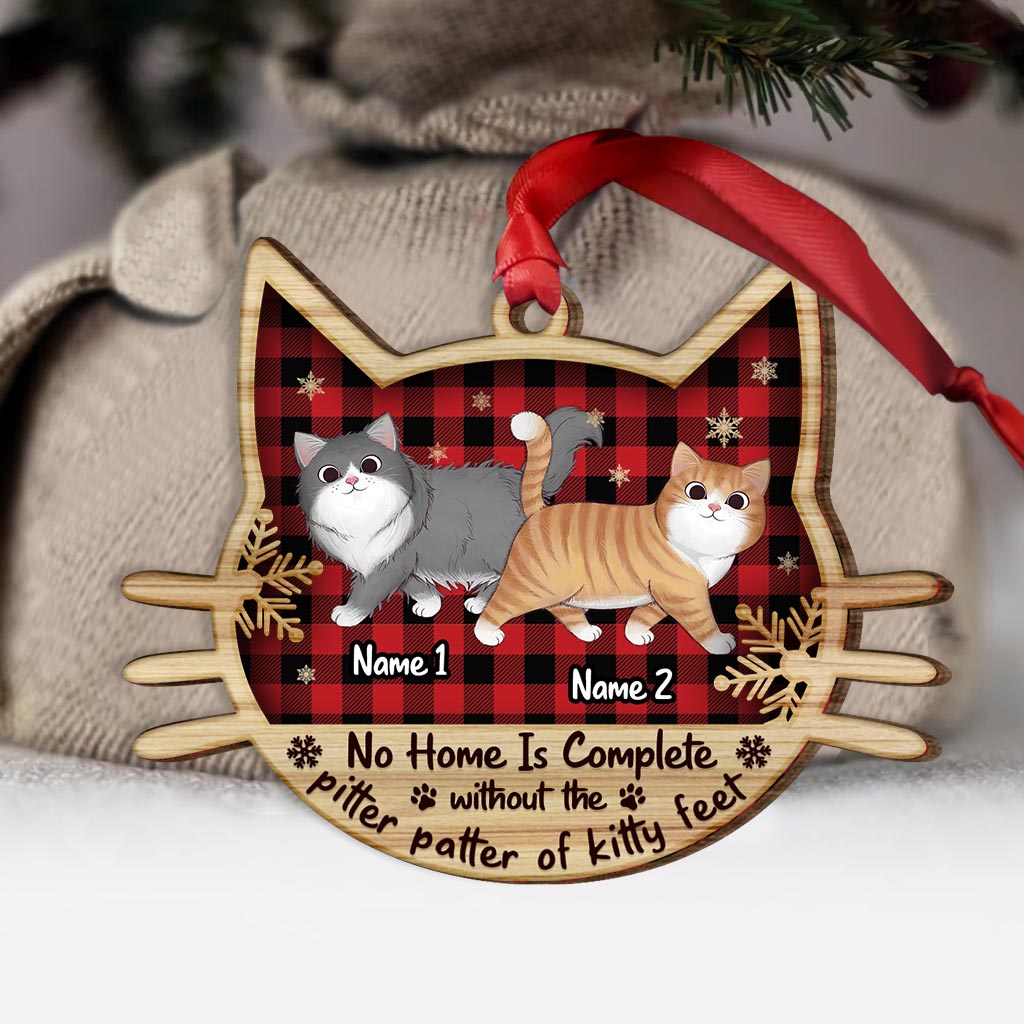 Pitter Patter - Personalized Christmas Cat Layered Wood Ornament