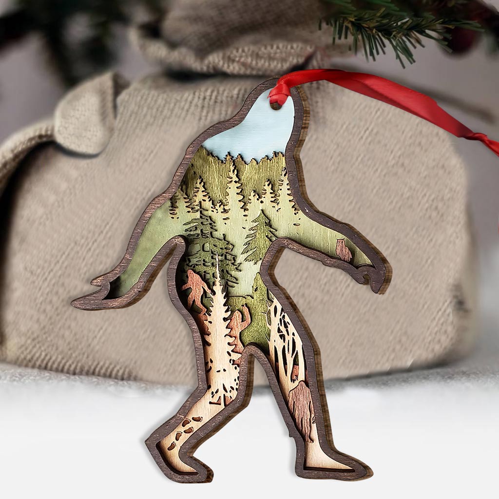 Bigfoot Saw Me - Christmas Camping Layered Wood Ornament