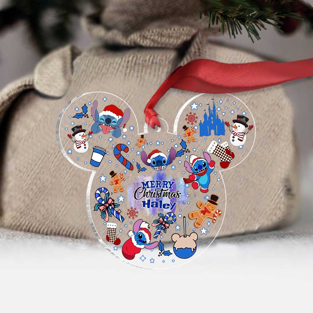 Ohana Merry Christmas - Personalized Transparent Ornament