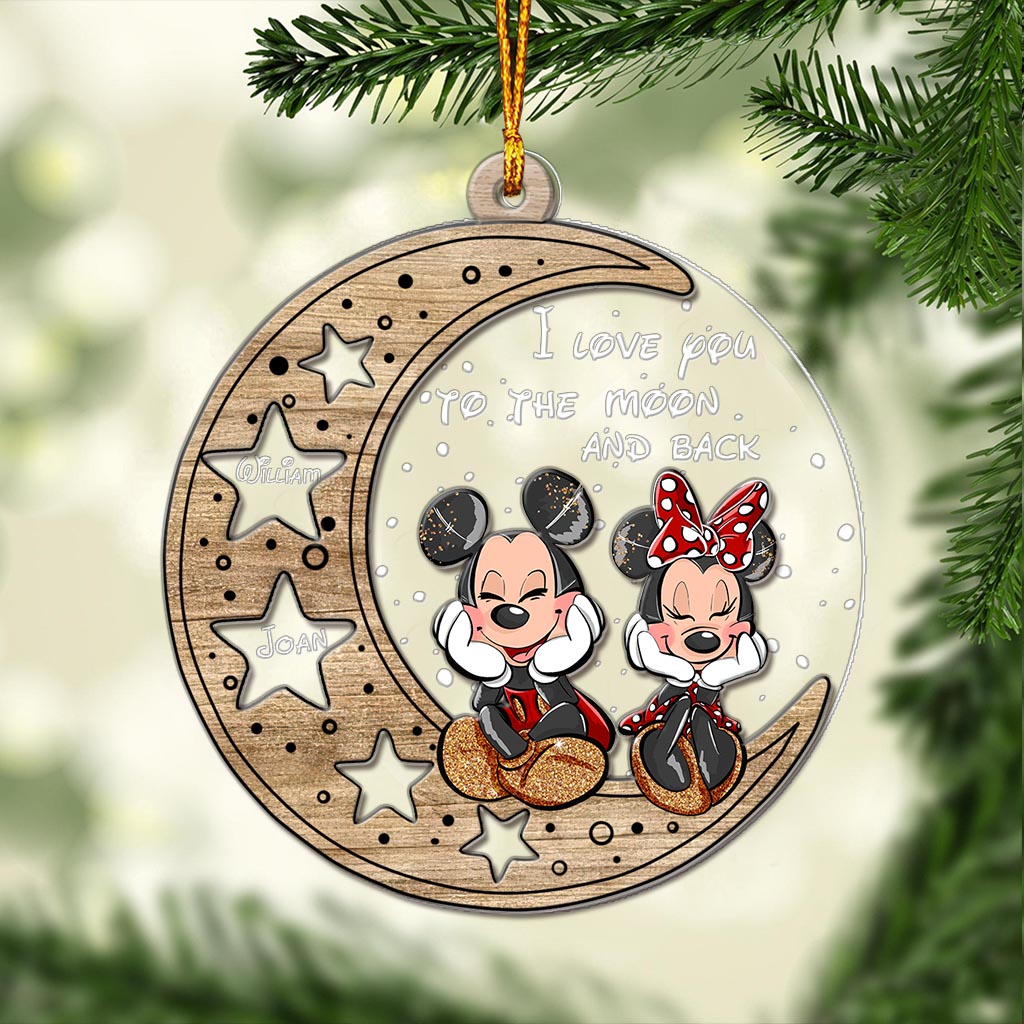 I Love You To The Moon And Back - Personalized Christmas Mouse Layers Mix Ornament