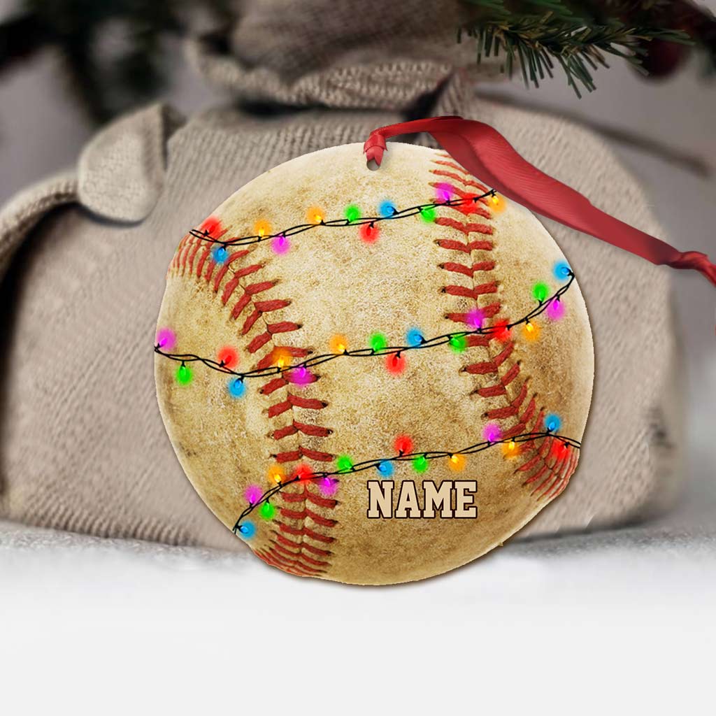 Baseball Lovers - Personalized Christmas Ornament (Printed On Both Sides)