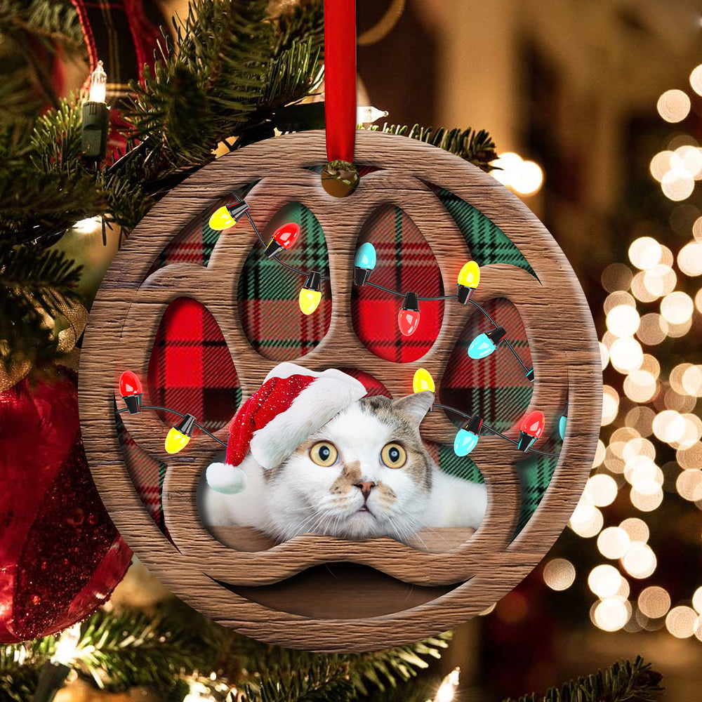 Christmas Meowy Xmas Cat Paw - Cat Ornament (Printed On Both Sides) 1022