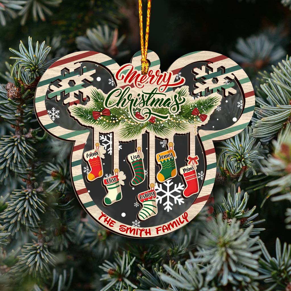 Merry Christmas - Personalized Mouse Layers Mix Ornament