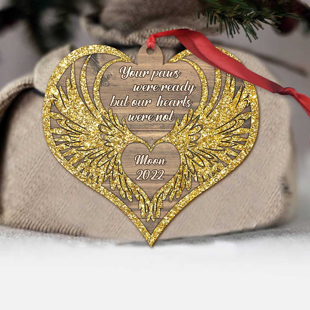 No Longer By Our Side But Forever In Our Hearts - Personalized Christmas Cat Ornament (Printed On Both Sides)