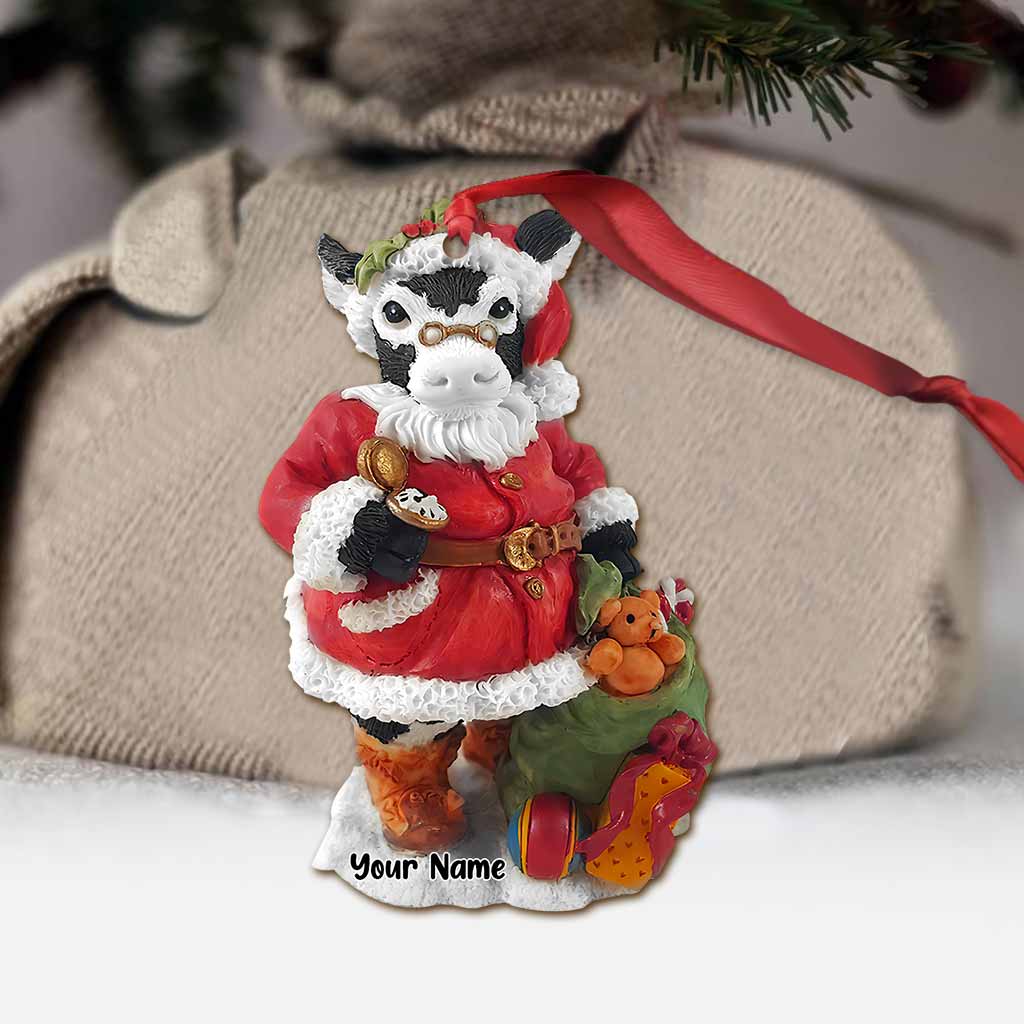 Santa Cow - Personalized Christmas Ornament (Printed On Both Sides)