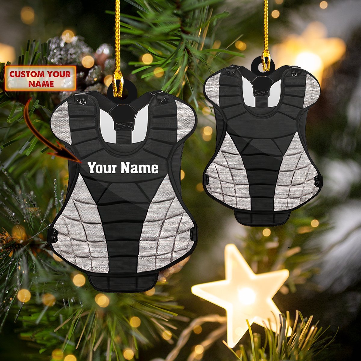 Baseball Catcher - Personalized Baseball Ornament (Printed On Both Sides) 1022