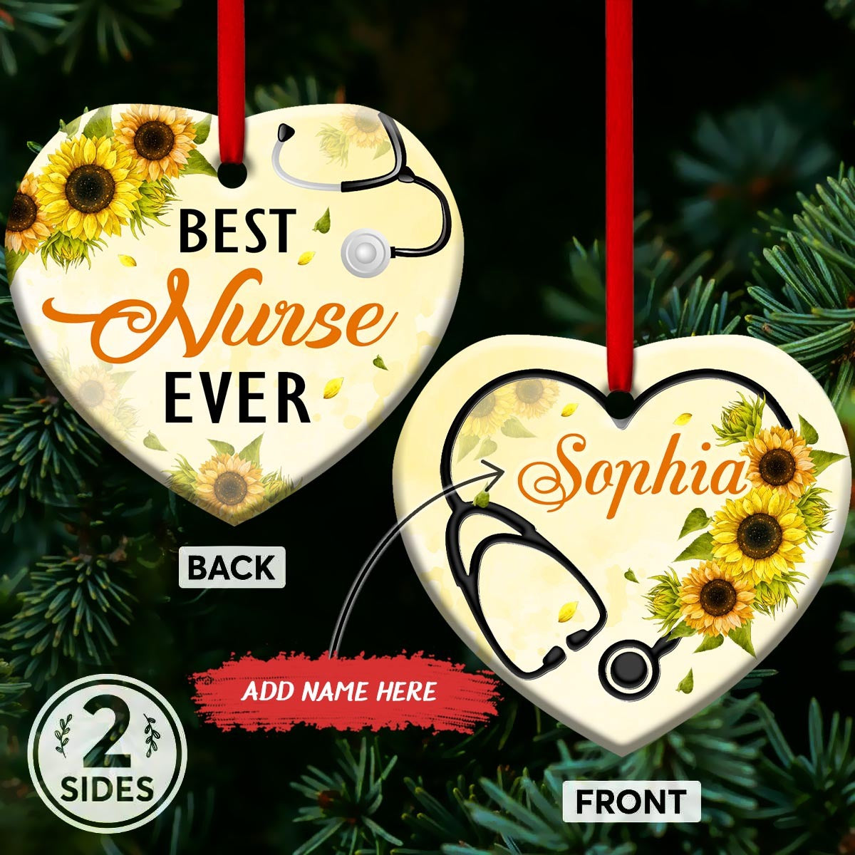 Best Nurse Ever - Personalized Nurse Ornament (Printed On Both Sides) 1122