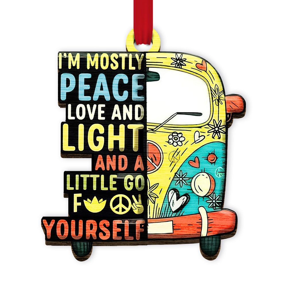 Hippie Van Yoga Im Mostly Peace Love And Light - Hippie Ornament (Printed On Both Sides) 1122