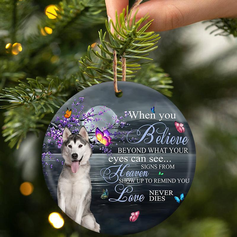 Husky Love Never Dies - Dog Ornament (Printed On Both Sides) 1022