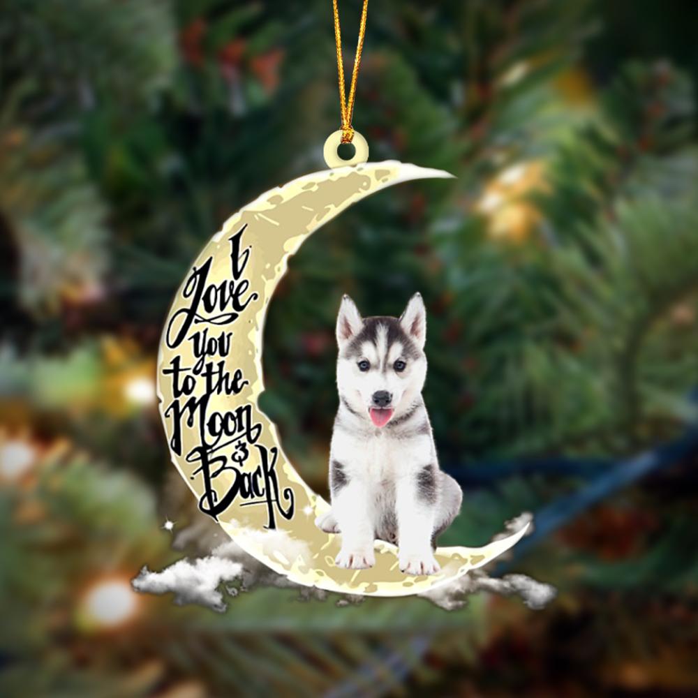 Husky I Love You To The Moon And Back - Dog Ornament (Printed On Both Sides) 1022