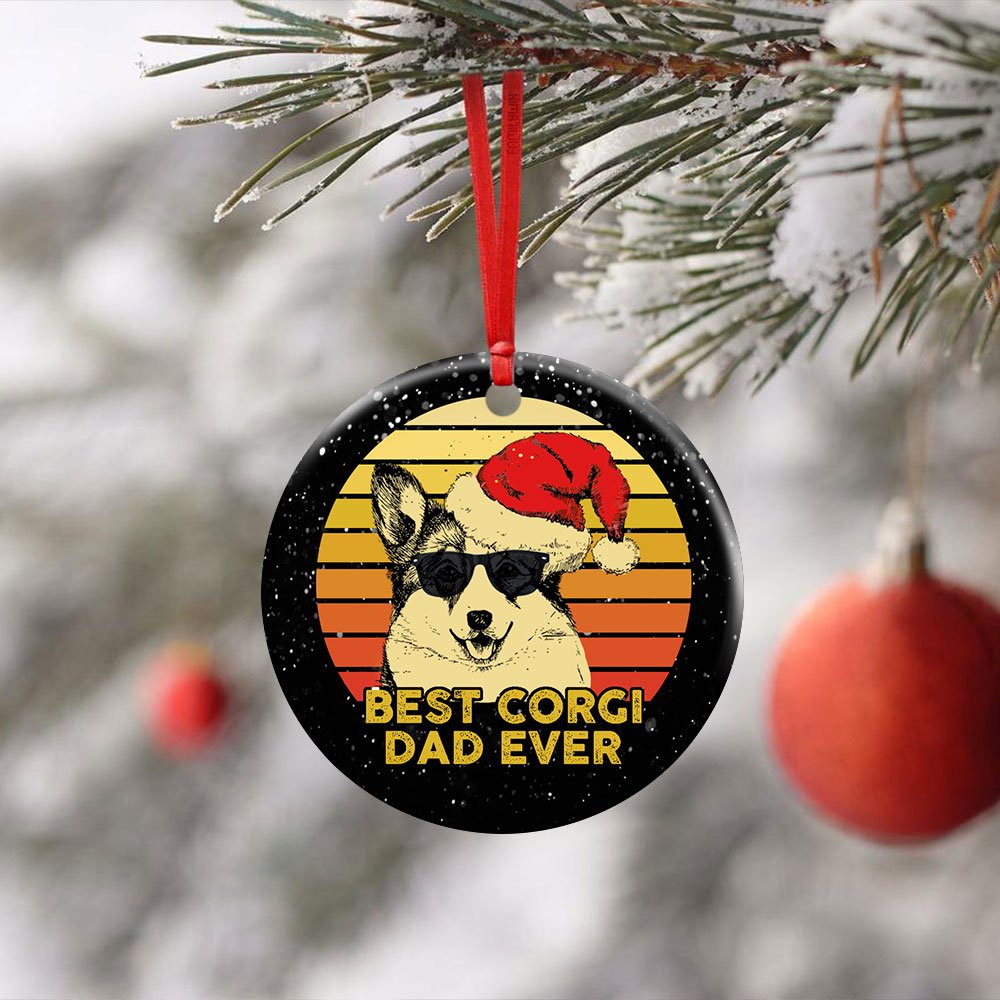 Best Corgi Dad Ever - Corgi Ornament (Printed On Both Sides) 1122