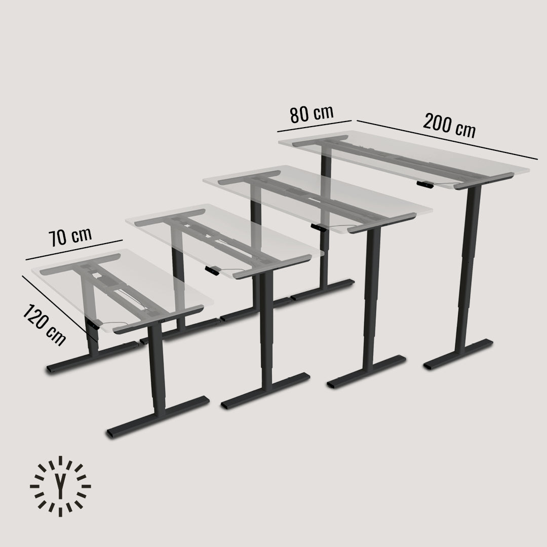 Der Desk Frame von Yaasa eignet sich für viele Tischplattengrößen und ist die richtige Wahl, wenn du einen höhenverstellbaren Schreibtisch selber bauen willst.