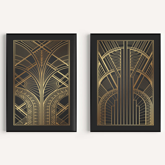 Art Deco Prints, Black Gold Art Deco, Set of Art Deco Prints, Art Deco  Poster, Art Deco Wall Art, Art Deco Accessories, Art Deco, Wall Art 