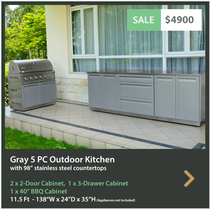 Gray BBQ Grill Stainless Steel Outdoor Kitchen Cabinet – G40004