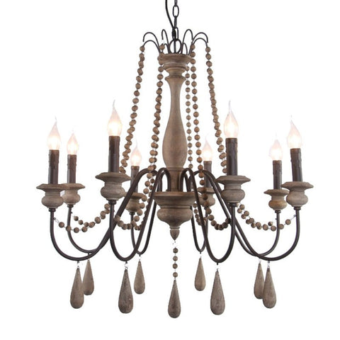 Wooden Distressed Pendant Traditional Chandelier