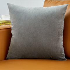 Grey Velvet Square Throw Pillow