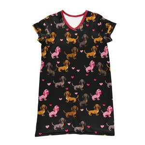 Dachshine Nightshirts V-neck Blackpink Dachshund - Dachshine