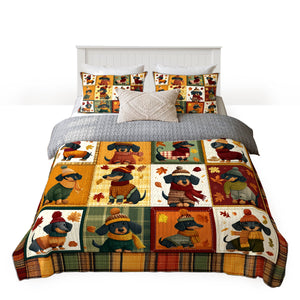 Dachshine Quilt 3-Piece Set Snuggle Season Doxies - Dachshine