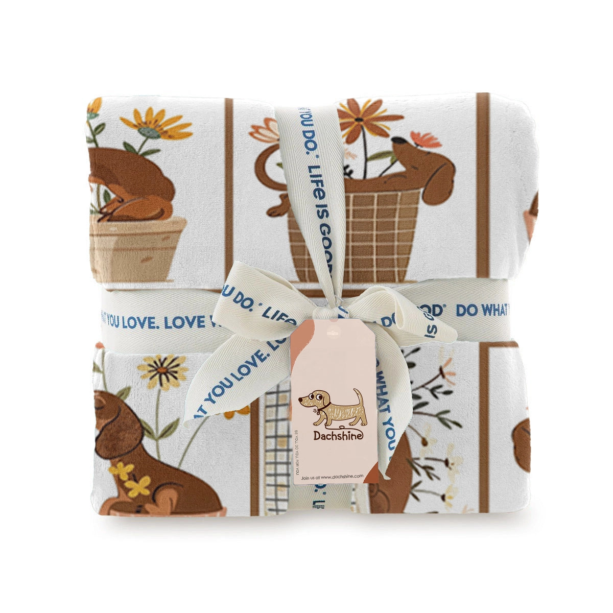 Dachshine Fleece Blanket Flower Pup Garden