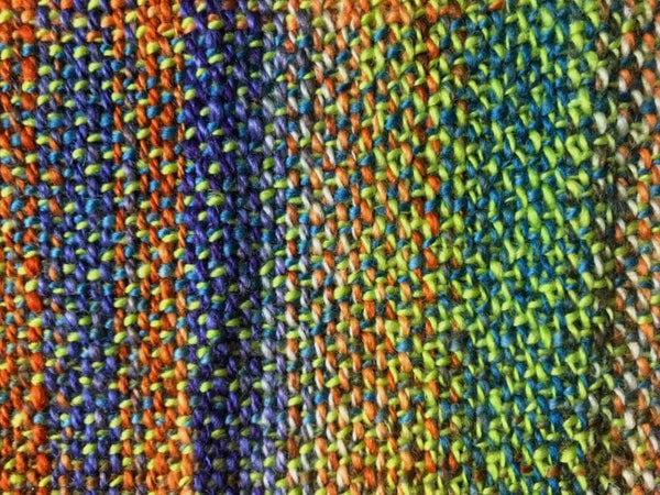marled handspun yarn in woven fabric