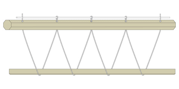 one long cord per beam