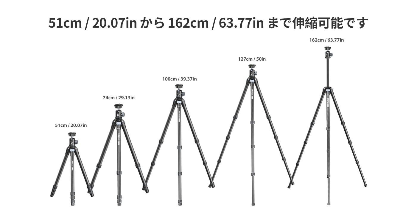 Ulanzi MT-60 カーボンファイバー製プロッタブルトラベル三脚 3115