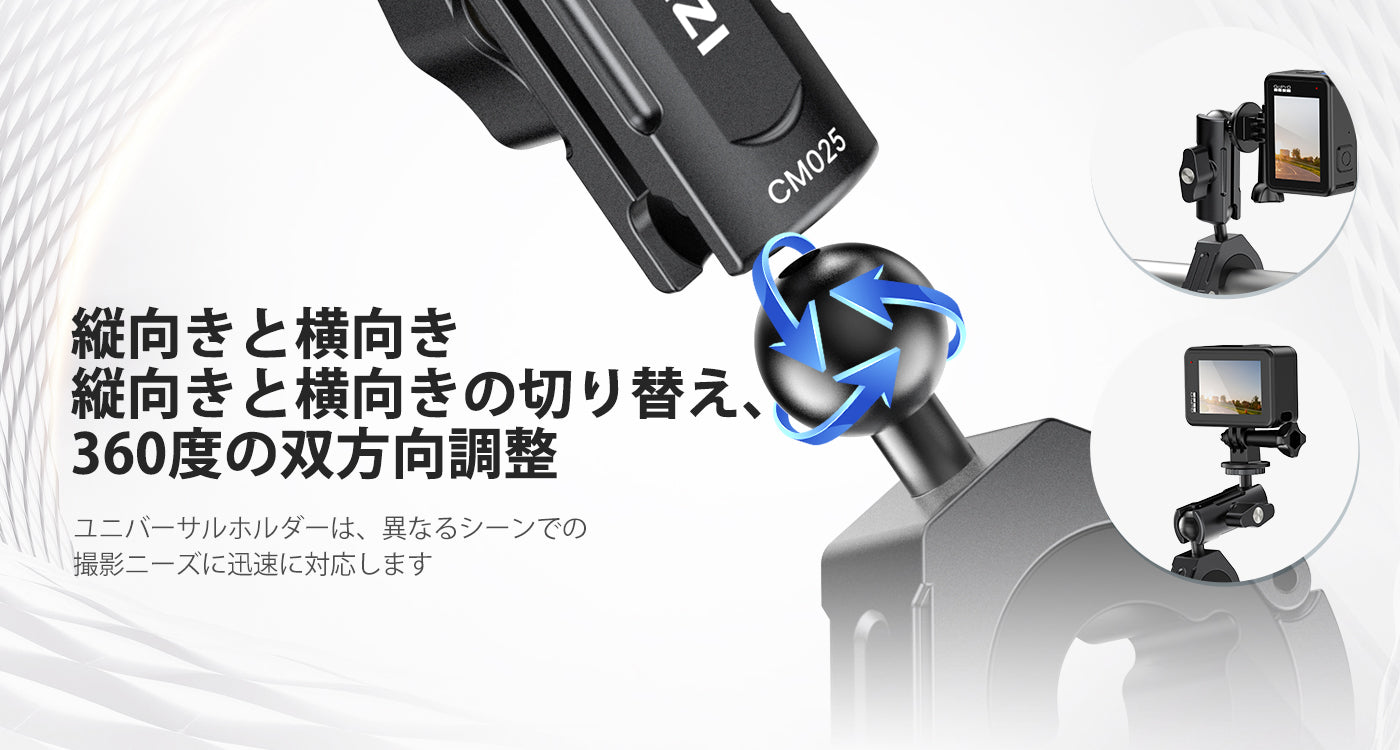 Ulanzi バイク/オートバイ ハンドルバー クランプ マウント GoPro/Insta360 アクションカメラ用 C018GBB1