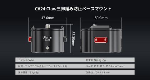 Ulanzi Claw クイックリリースシステム DJI RS 3/RS 3 Mini/RS 3 Pro/RS 2 スタビライザー用