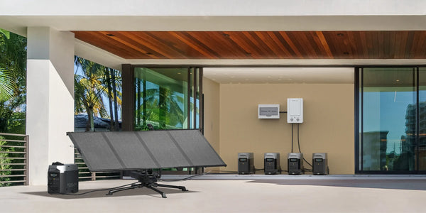 EcoFlow Delta Pro Plugged Into House With EcoFlow Solar Panels