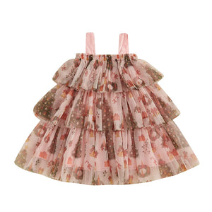 Pink Wreath Flower Tulle Dress - Danny and Sarah