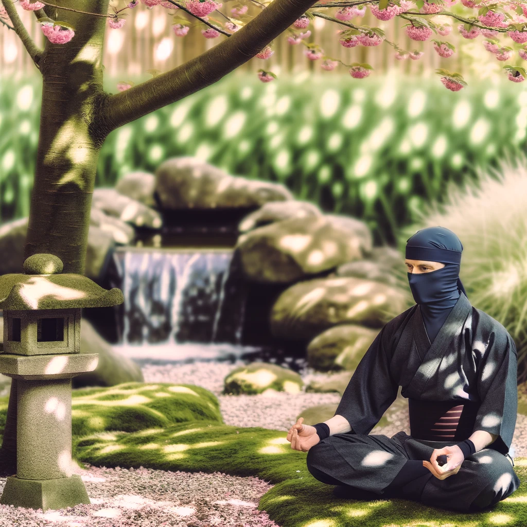 a ninja meditating