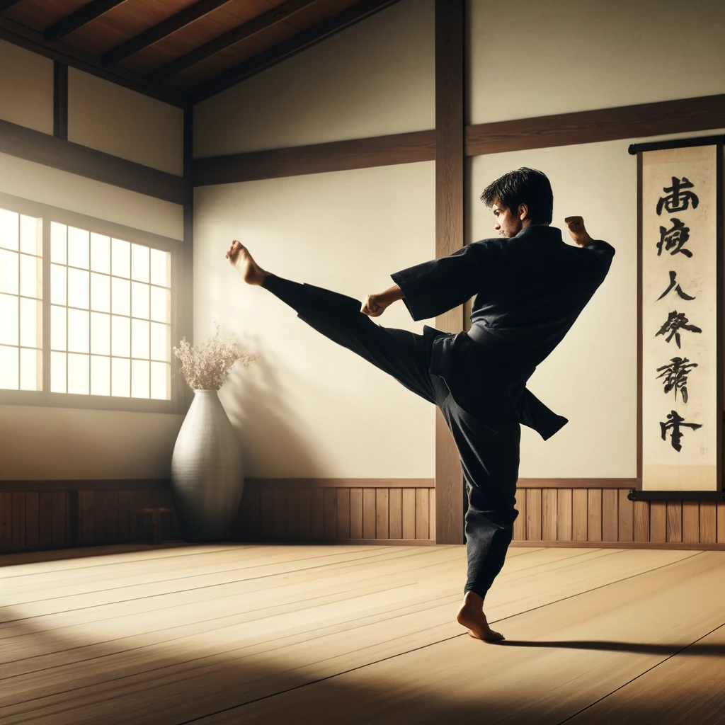 ninja practicing martial arts