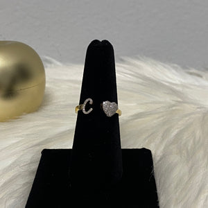 10K Yellow Gold Diamond Heart - Letter C Ring 0.18Ct Dia / 1.6gr / Size 6.5 - C4G Jewelers